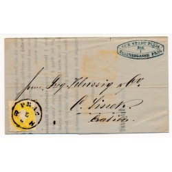 ÖSTERREICH 186. 2kr, gelb, DRUCKSACHE (Inhalt) PRAG/B.H. Stempel-UNGARN!