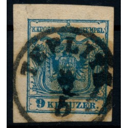 ÖSTERREICH 1850 9kr, ÜBERRANDIG! DICKES PAPIER:0,15mm! TEPLITZ (B)