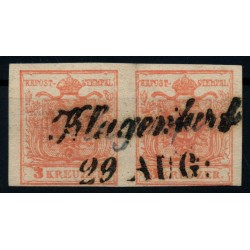 ÖSTERREICH 1850 2*3kr, PAAR! MP, Type III. KLAGENFURT. Schön!