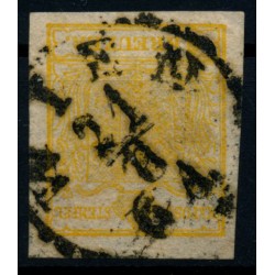 ÖSTERREICH 1850 1kr, KADMIUMGELB! HP, Type III. Quadrill.Papier! WIEN.