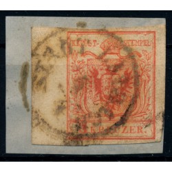 ÖSTERREICH 1850 3kr, MP, Type III. RAND:7-7,5mm! STADT LAIBACH (Kr)