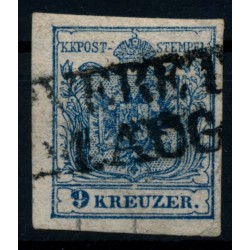 ÖSTERREICH 1850 9kr, FARBSTOFFMANGEL! PLATTENFEHLER! ROVERETO (Tirol)