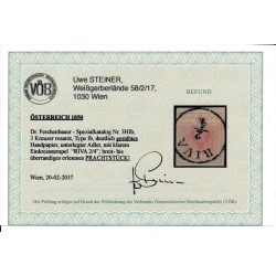 ÖSTERREICH 1850 3kr, ROSAROT! GESTÄBTES PAPIER! U.A! RIVA (Tirol) VÖB! P