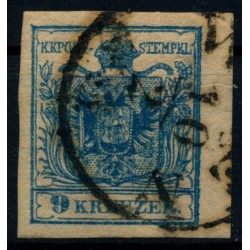 ÖSTERREICH 1850 9kr, HP, Type III. RAND:3,5mm! Noch ungewaschen! WIEN.