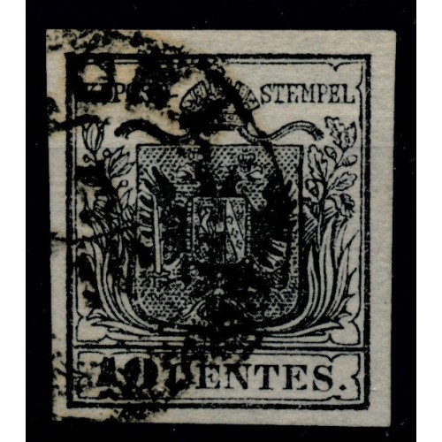 LOMBARDEI-VENETIEN 1850 10C, schwarz, HP, Type I.b, Kw:110,-€! VERONA. VÖB!
