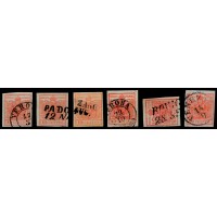 LOMBARDEI-VENETIEN 1850 6Stk.Marken! Alle 15C HANDPAPIERE! Schöne FARBVARIANTE!