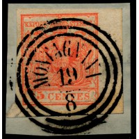 LOMBARDEI-VENETIEN 1850 15C, HP, Type III. RAND:5,5mm! MONTAGNANA. Sehr schön!