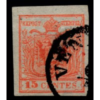 LOMBARDEI-VENETIEN 1850 15C, HP, Type III. Wz.! FARBFLECK! Schön und attraktiv!