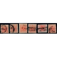 LOMBARDEI-VENETIEN 1850 6Stk.Marken! Alle 15C, HANDPAPIERE! Schöne Farbe!