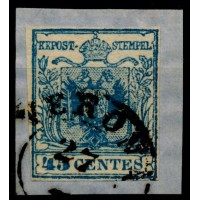 LOMBARDEI-VENETIEN 1850 45C, LILIPUTSCHNITT auf Briefstück! VERONA. Signum!