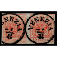 LOMBARDEI-VENETIEN 1850 2*15C PAAR! MP, Type III. VENEZIA. Attraktiv!