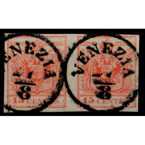 LOMBARDEI-VENETIEN 1850 2*15C PAAR! MP, Type III. VENEZIA. Attraktiv!