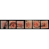 LOMBARDEI-VENETIEN 1850 6Stk.Marken! Alle 15C HANDPAPIERE! Schöne Farben!