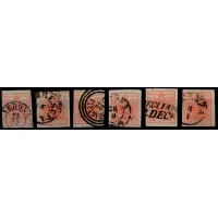LOMBARDEI-VENETIEN 1850 6Stk.Marken! Alle 15C HANDPAPIERE! Schöne FARBVARIANTE!