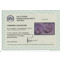 LOMBARDEI-VENETIEN 1850 2*5C PAAR! GELBOCKER! HP, Type I. Kw:325,-€! VICENZA VÖB