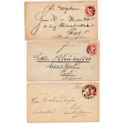 ÖSTERREICH 18.. 3Stk.GA-umschläge mit verschiedenen WIEN Stempeln nach UNGARN.