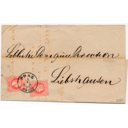 ÖSTERREICH 1874 2*5kr, 2.GEWICHTSSTUFE Faltbrief aus PRAG nach LIEBSCHAUSEN