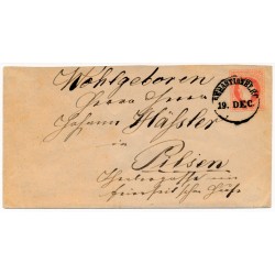 ÖSTERREICH 187. 5kr GA-Umschlag, SEBASTIANBERG (B) Kl:35P! Nach PILSEN. Schön!