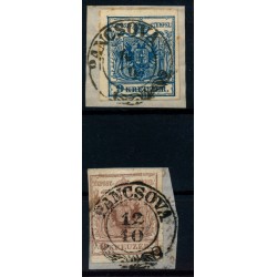 ÖSTERREICH 1850 2Stk.Marke:-9kr, und -6kr, PANCSOVA (Bm) Schön!