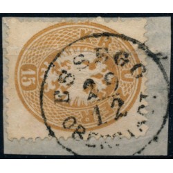 ÖSTERREICH 1863 15kr, senkr.Bug. ESSEGG/OBERSTADT (Ks) Mü:12P! Schön!