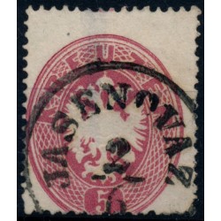 ÖSTERREICH 1863 5kr, EXTREM VERZÄHNT! Helle/dünne Stelle, JASENOVAZ (Km) Mü:15P!