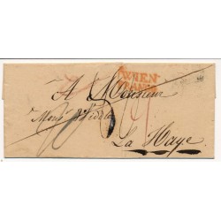 ÖSTERREICH 1835 AUSLANDS-Brief mit ROTSTEMPEL WIEN/FRANCO nach HOLLAND! LA MAYE.
