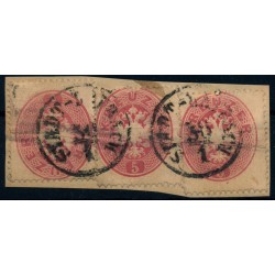 ÖSTERREICH 1863 3*5kr auf Briefstück, waagr.Bug. STADT-LAIBACH (Kr)