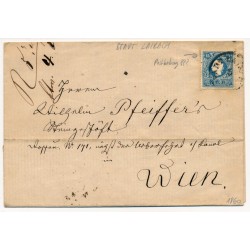 ÖSTERREICH 1860 15kr, die Marke früher verwendet war! Brief, STADT LAIBACH (Kr)