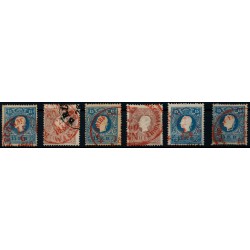 ÖSTERREICH 1858 6Stk.Marken! Mit ROTSTEMPELN! Interessantes Lot!