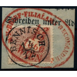 ÖSTERREICH 1858 10kr DOPPELENTWERTUNG:BENNISCH (Sch) Mü:15P!+ROTSTEMPEL Mü:72P!