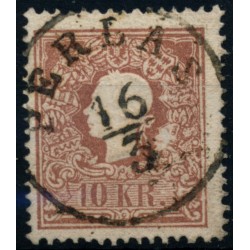 ÖSTERREICH 1858 10kr, Type II. kleine Beschädigung! PERLAS (Bm) Mü:60P!