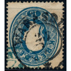 ÖSTERREICH 1861 15kr, VORAUSENTWERTUNG mit blauem Firmenstempel. WARASDIN (Ks)