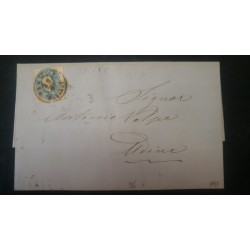 ÖSTERREICH 1863 15kr, SPÄTDRUCK! Brief SISSEK/Bahnhof (Km) nach UDINE.