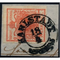 ÖSTERREICH 1850 3kr, HP, Tpe I. PLATTENEFHLERN! KARLSTADT (Ks) Sehr schön!