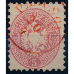 ÖSTERREICH 1864 5kr, ROTSTEMPEL PANCSOVA (Bm) Mü:400P! Schön!
