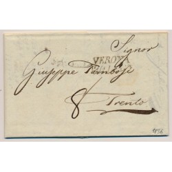 LOMBARDEI-VENETIEN 1836 Brief (Inhalt) VERONA nach TRENTO (Tirol) '8' Porto!