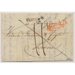 LOMBARDEI-VENETIEN 1836 AUSLANDS-Brief (Inhalt) UDINE nach FRANKREICH! LYON