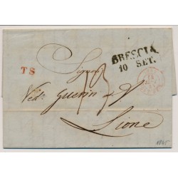 LOMBARDEI-VENETIEN 1845 AUSLANDS-Brief (Inhalt) BRESCIA nach FRANKREICH! LYON