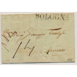 LOMBARDEI-VENETIEN 1836 Brief (Inhalt) BOLOGNA nach ROVEREDO (Tirol) '14' Porto