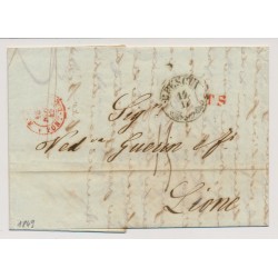 LOMBARDEI-VENETIEN 1849 AUSLANDS-Brief (Inhalt) BRESCIA nach FRANKREICH! LYON