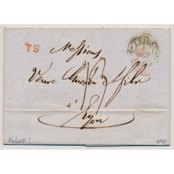 LOMBARDEI-VENETIEN 1845 AUSLANDS-Brief (Inhalt) TRIEST nach FRANKREICH! LYON.