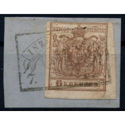 ÖSTERREICH 1850 6kr, FAHNENSTEMPEL INZERSDORF (Wv) Mü:375P! RISMONDO Bestimmung!