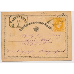 ÖSTERREICH 1873 2kr Karte, FRIESACH (K) Kl:10P! Nach KLAGENFURT. Schön!
