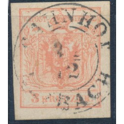 ÖSTERREICH 1850 3kr, PLATTENFEHLER! BAHNHOF/LAIBACH (Kr) Attraktiv!