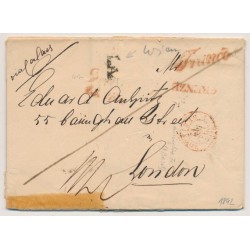 ÖSTERREICH 1842 AUSLANDS-Brief, WIEN - LONDON. ROTSTEMPELN 'Franco'+GENZE+WIEN.!