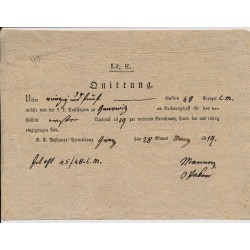 ÖSTERREICH 1819 QUITTUNG aus Poststation in JANOWITZ. Sehr schön!