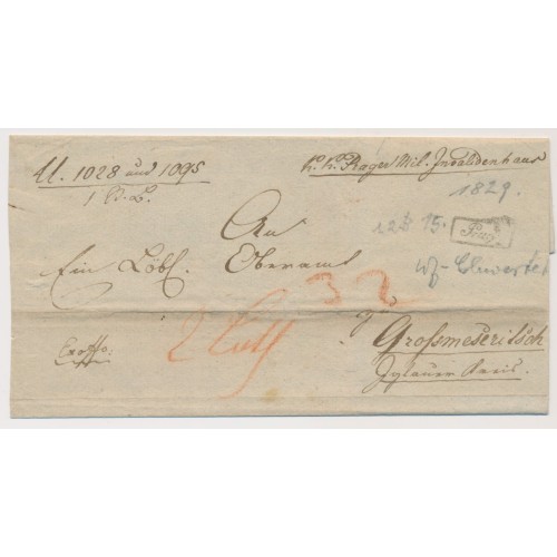 ÖSTERREICH 1829 Brief, schönes WASSERZEICHEN auf Briefpapier! PRAG. Attraktiv!