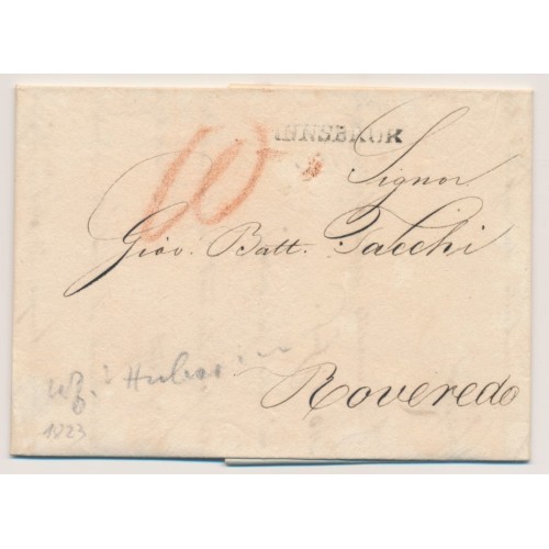ÖSTERREICH 1823 Brief (mit schönem, vollem Inhalt) INNSBRUCK (Tirol) - ROVEREDO.