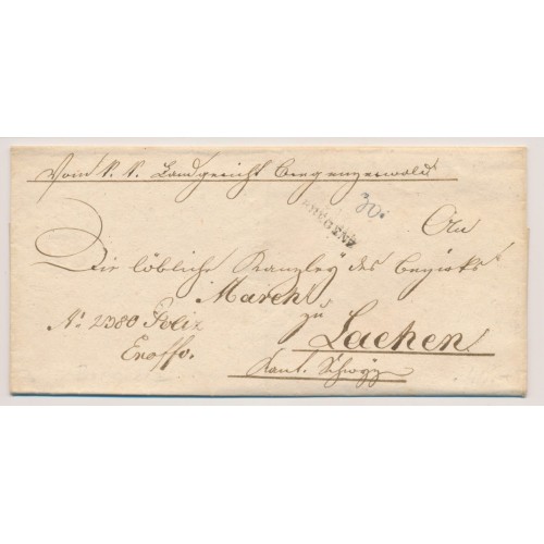 ÖSTERREICH 1836 Brief, BREGENZ nach LACHEN. WASSERZEICHEN auf Briefpapier!