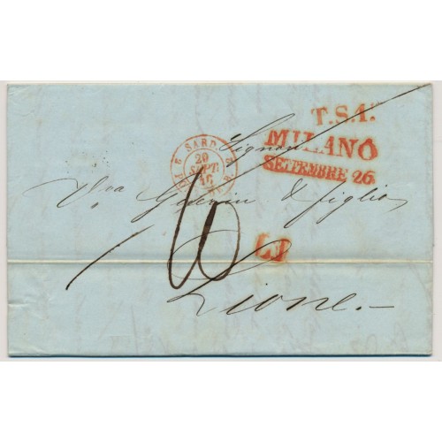 LOMBARDEI-VENETIEN 1840 AUSLANDS-Faltbrief ( Inhalt) MILANO nach FRANKREICH!